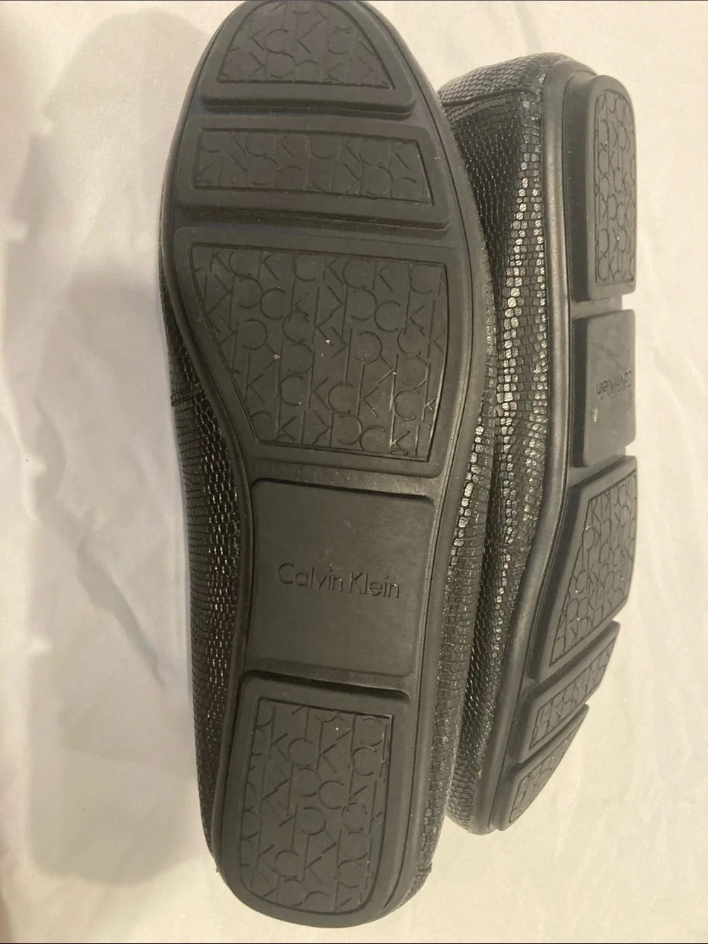 Calvin Klein Black Women's Textured Loafers with Logo Plaque